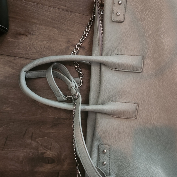 JustFab Elegant Gray Leather Computer Tote Bag - Picture 8 of 9